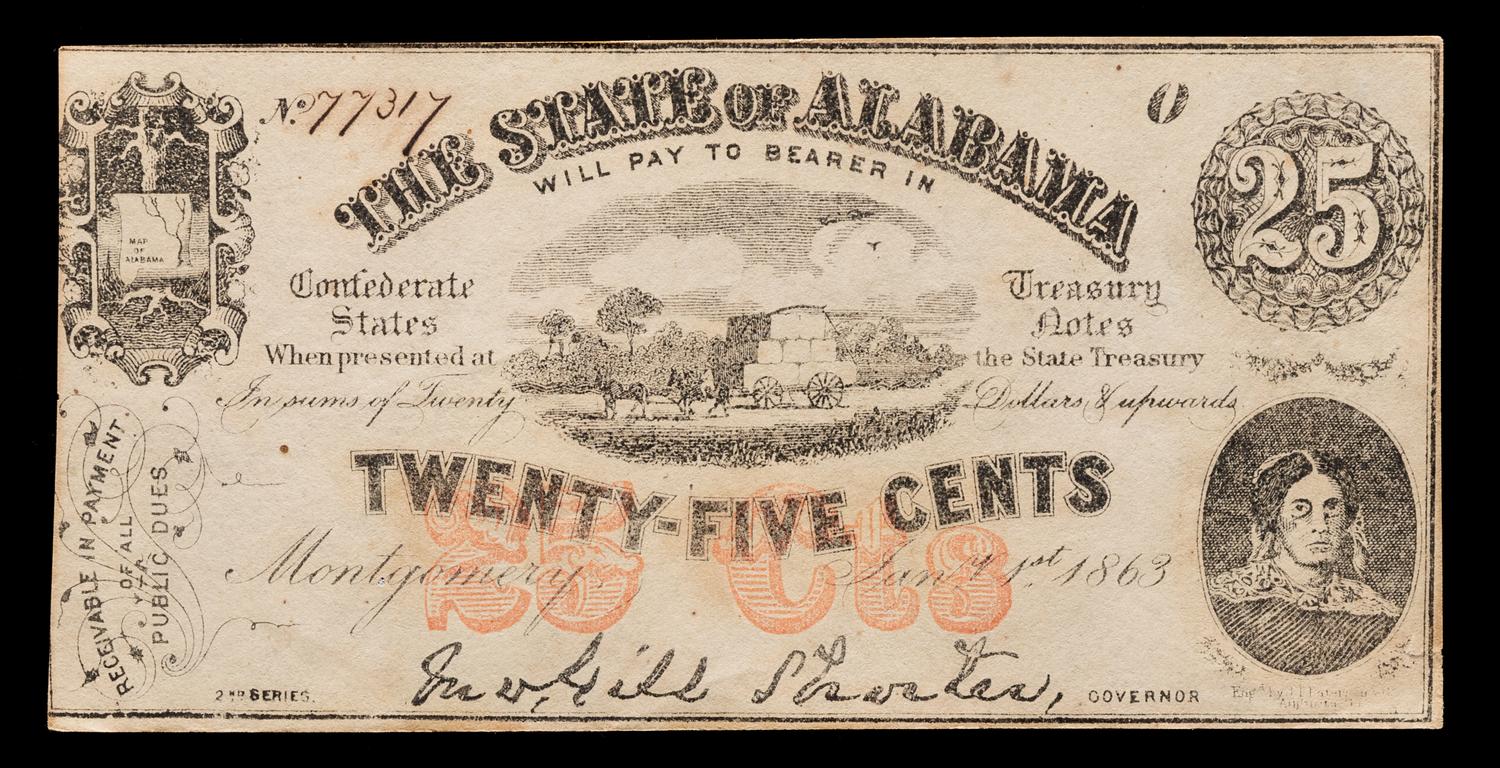 A State of Alabama 1863 25c Treasury Note