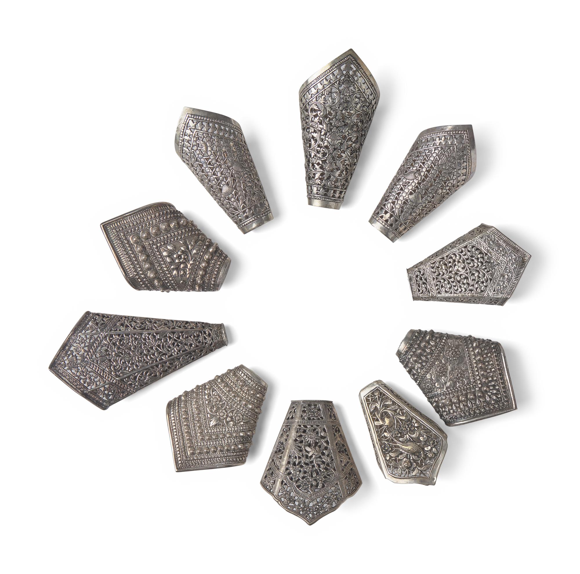 10 Southeast Asian Silver Metal Leaf Holders