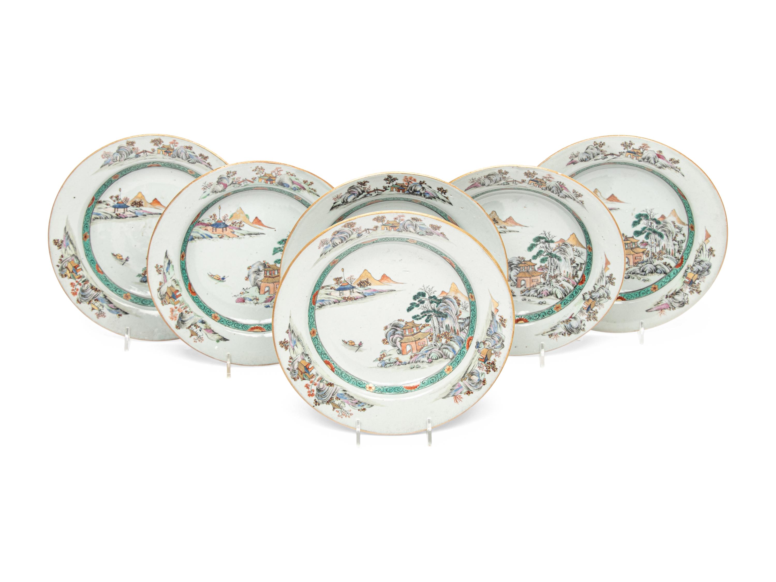 A Set of Six Chinese Export Porcelain Soup Plates