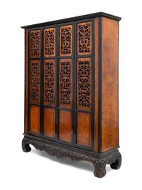 A Chinese Part-Ebonized Burlwood Cupboard