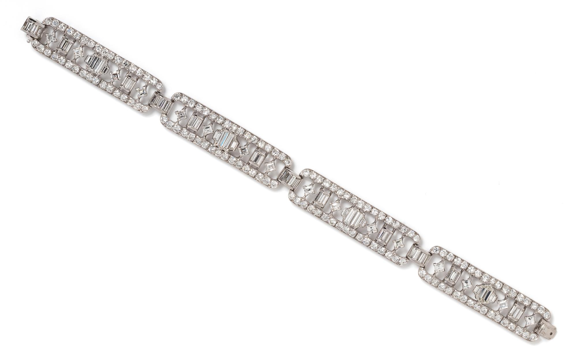 A Platinum and Diamond Bracelet, 20.20 dwts.