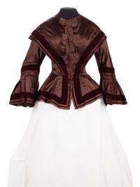 Two Silk Bodices Trimmed with Velvet, 1850s