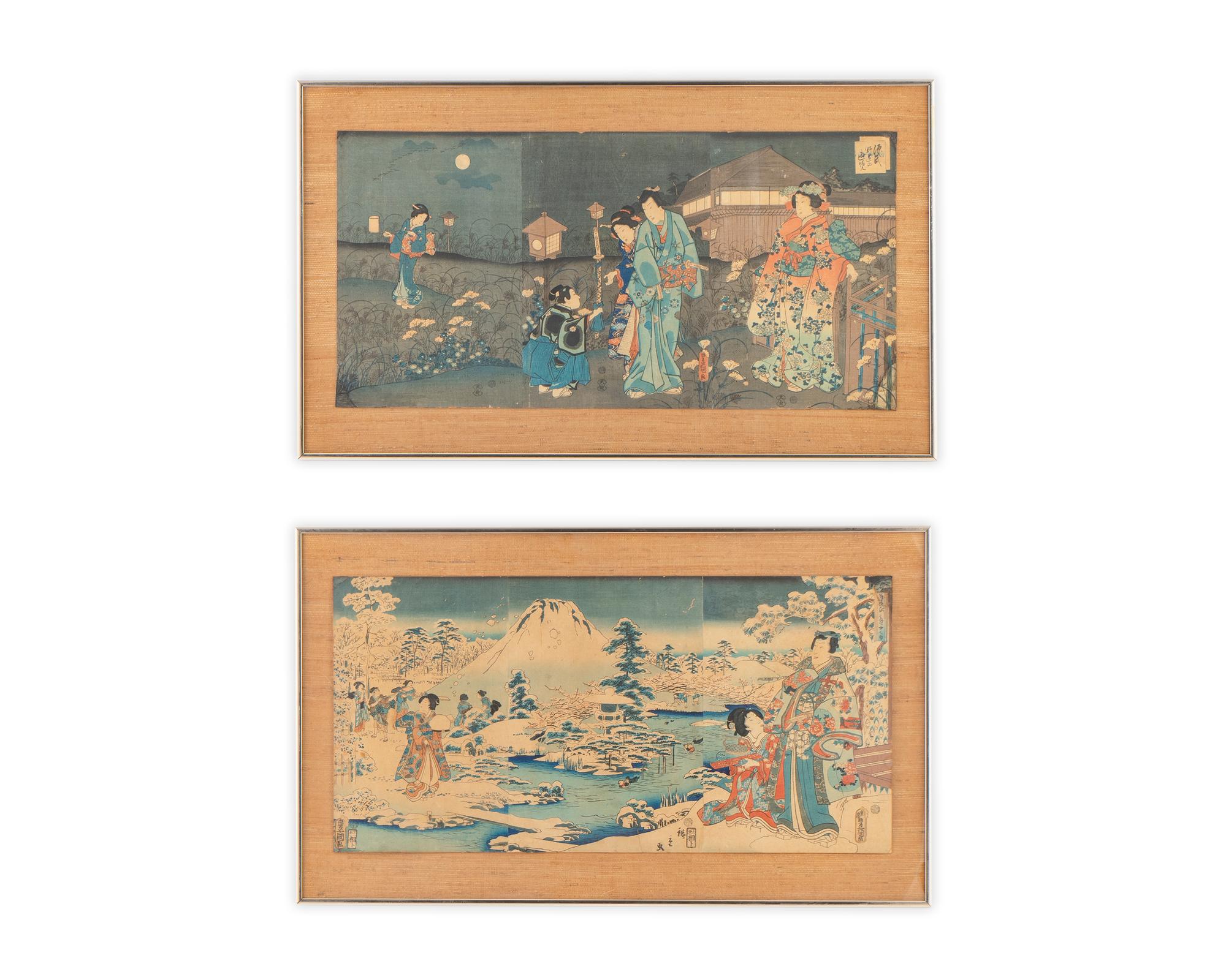 Two Japanese Triptych Woodblock Prints — 19TH CENTURY