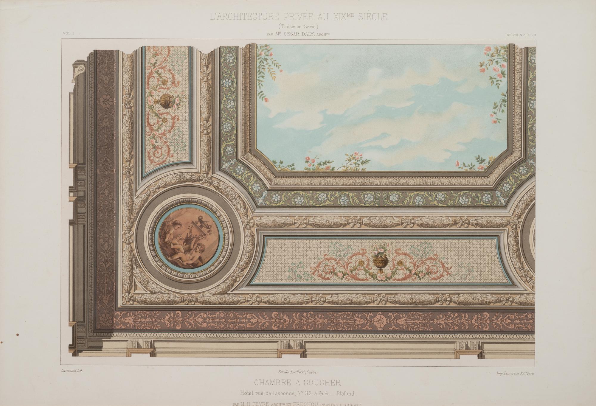 A Framed Set of French Architectural Engravings by César Daly (French, 1811-1894)