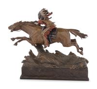 An Austrian Cold Painted Bronze Equestrian Figural Group