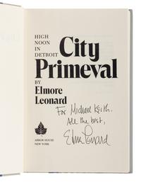 LEONARD, Elmore (1925-2013). A group of 4 FIRST EDITIONS of Leonard’s works later adapted into the series Justified , ALL SIGNED OR INSCRIBED, comprising: