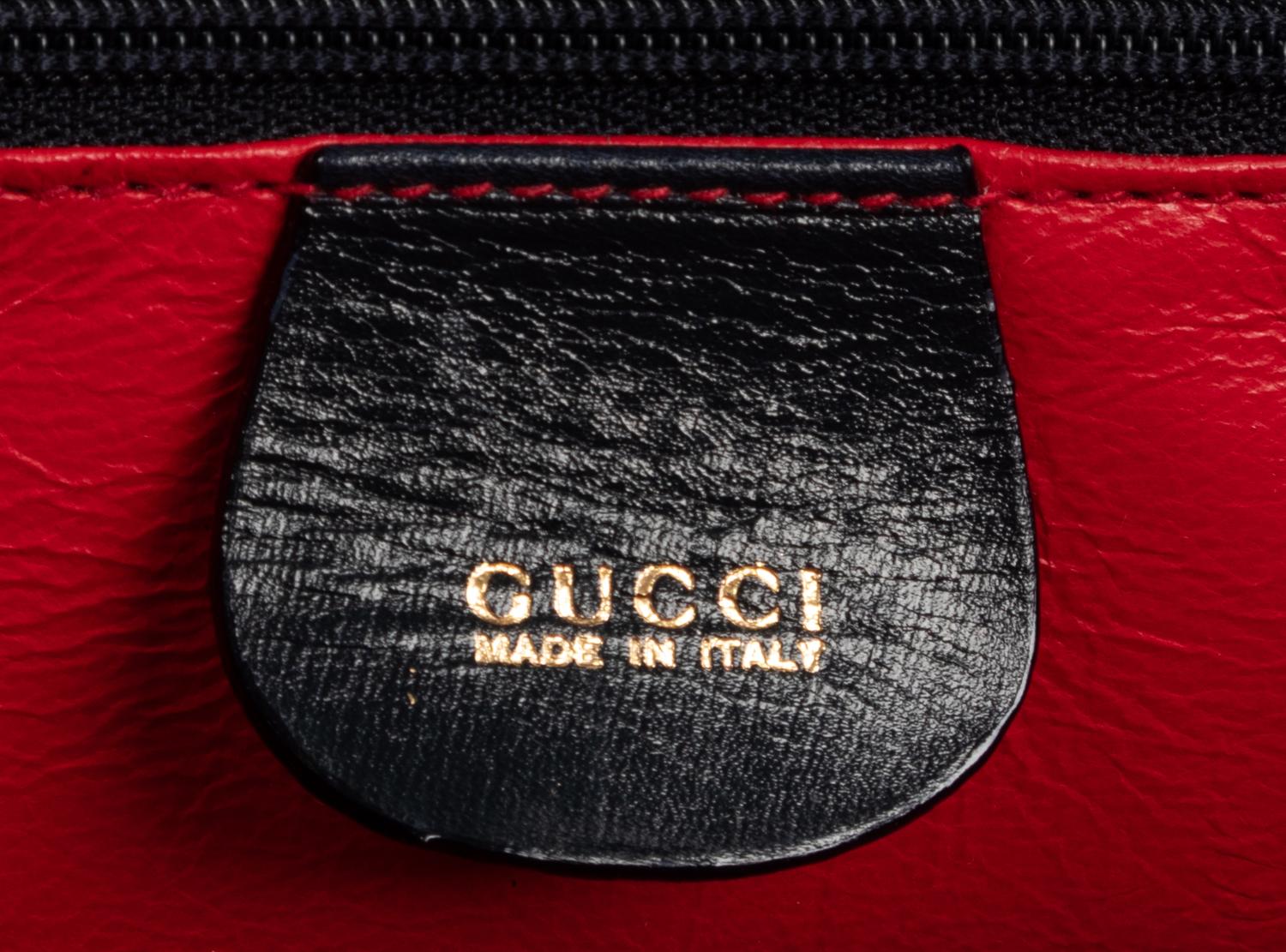 Gucci Blue Leather Handbag with Bamboo Handle