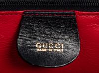 Gucci Blue Leather Handbag with Bamboo Handle