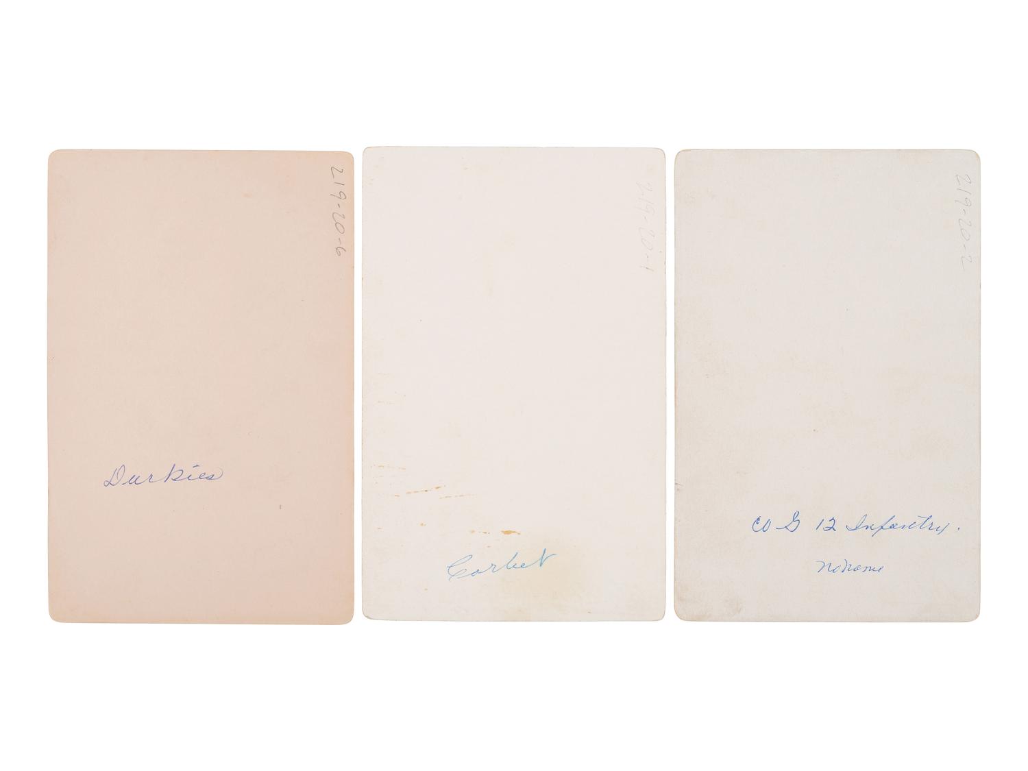 [INDIAN WARS]. A group of 21 cabinet cards of soldiers serving in the Dakotas, collected by Sergeant W.J. McDermott, 8th US Cavalry.