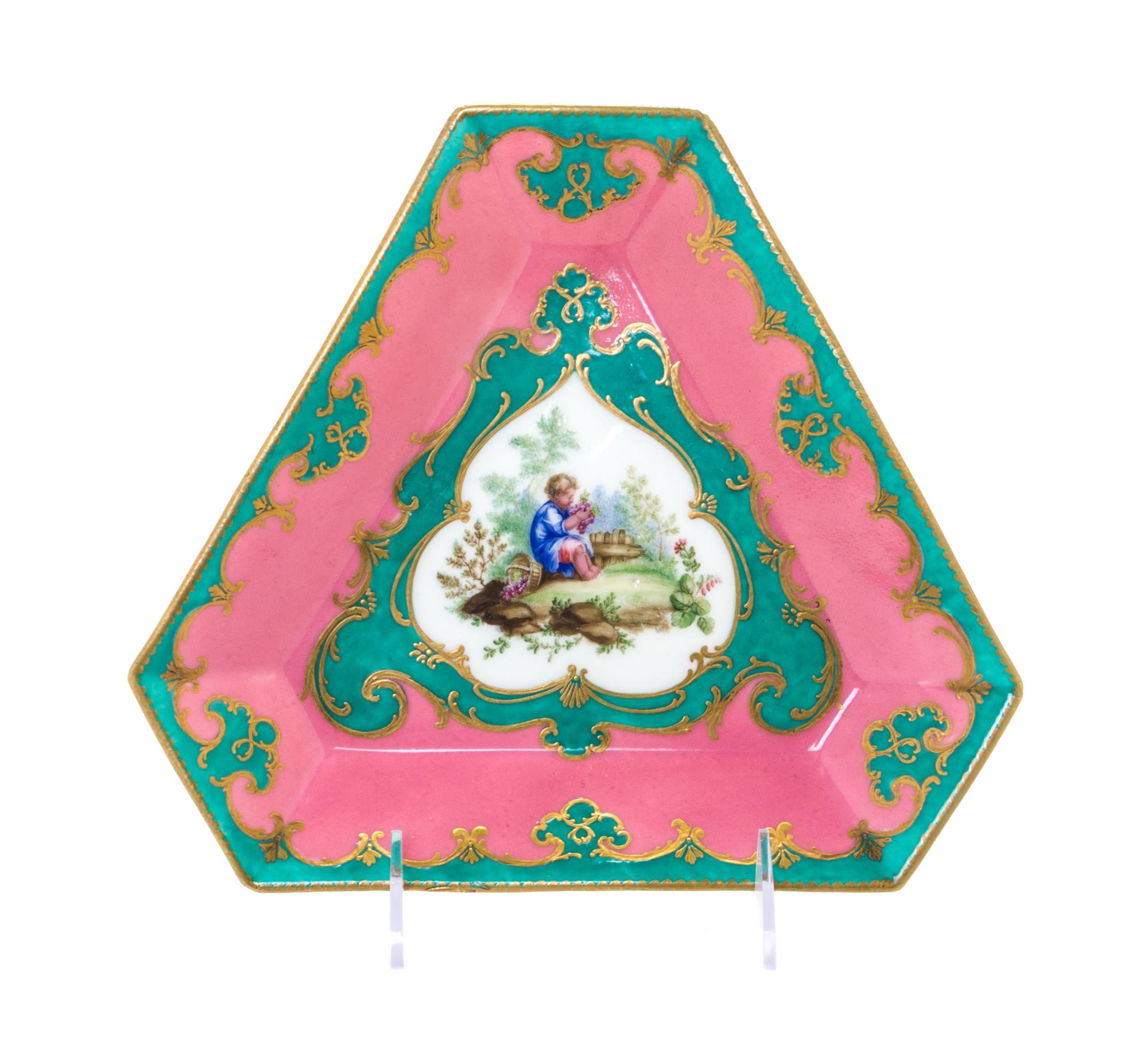 A Sevres Porcelain Triangular Tray Width 8 inches. — 18TH CENTURY