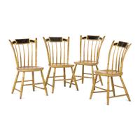 A Set of Four Yellow-Painted and Stencil Decorated Hitchcock Windsor Side Chairs