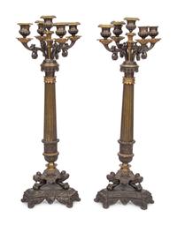 A Pair of Charles X Style Five-Light Candelabra
