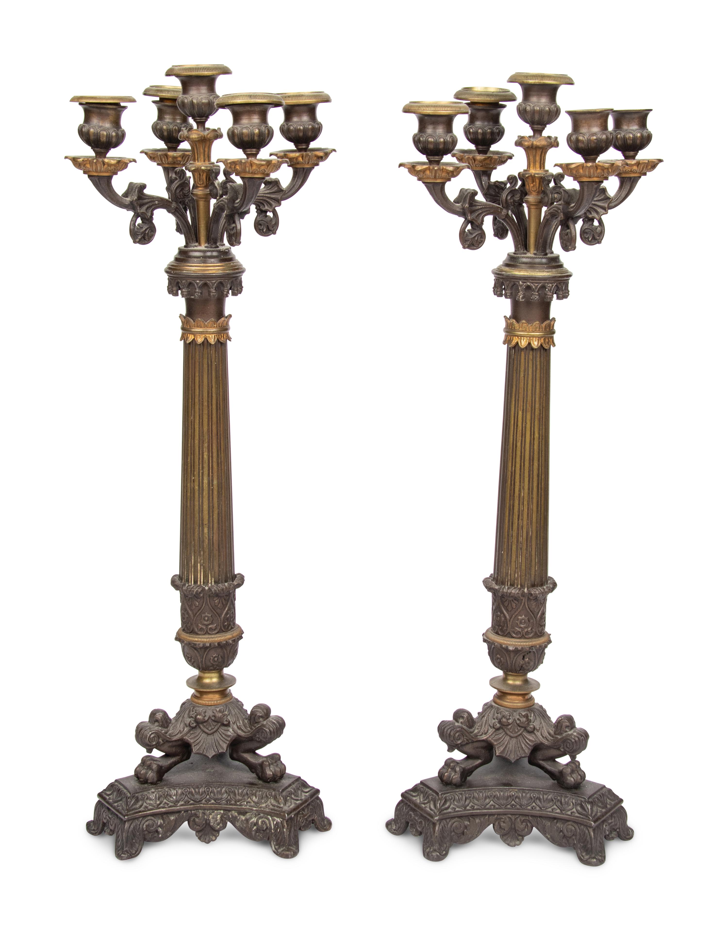 A Pair of Charles X Style Five-Light Candelabra