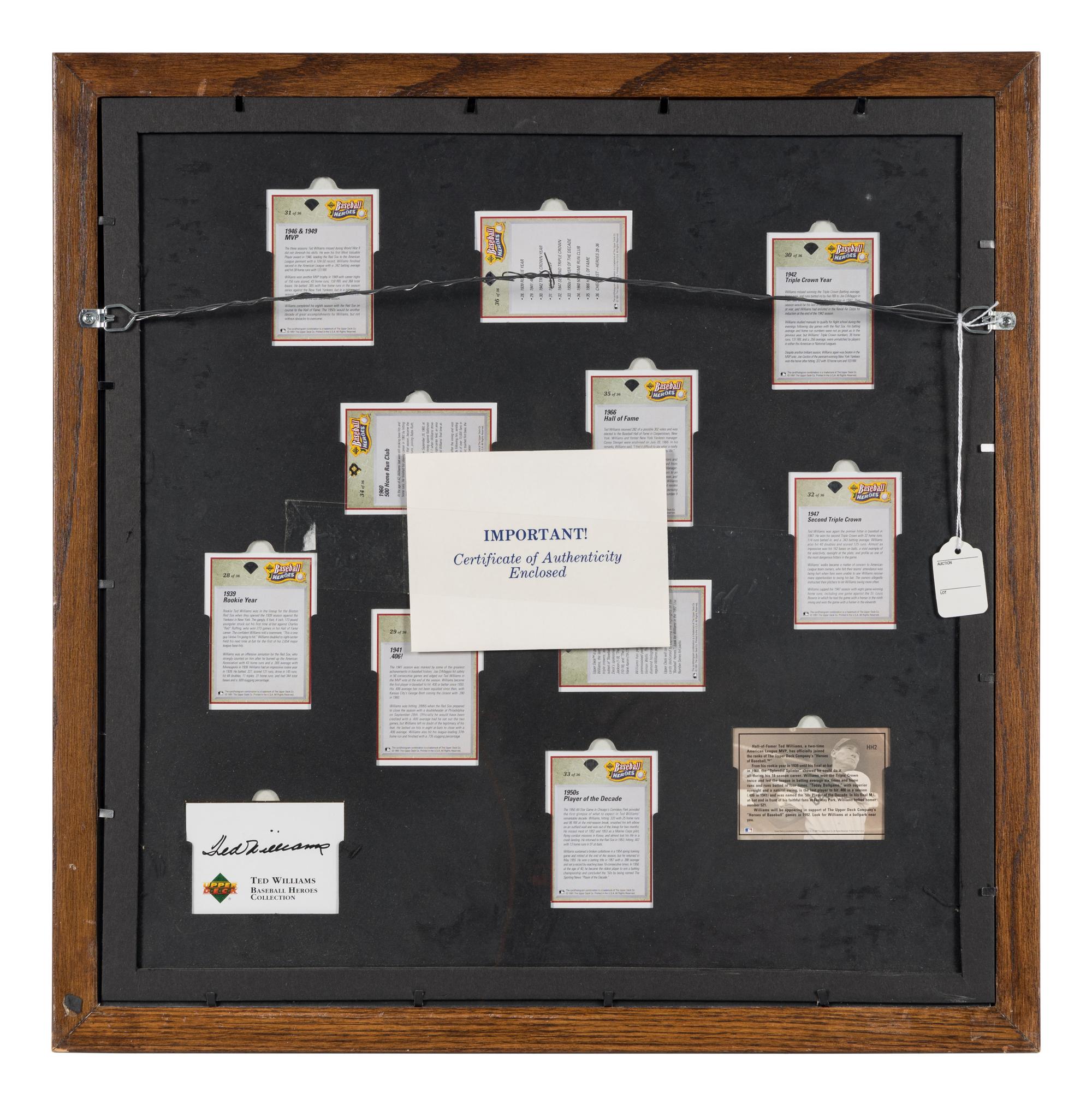 A 1992 Ted Williams Upper Deck Baseball Heroes Signed Display (Upper Deck Authenticated),
