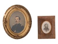 [MILITARIA]. 3 portraits, incl. opalotype of US Army officer.