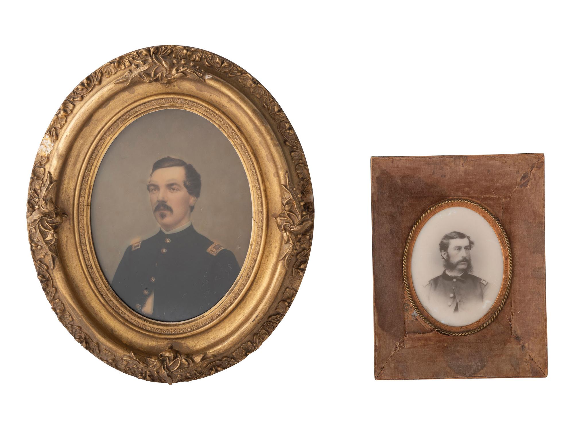 [MILITARIA]. 3 portraits, incl. opalotype of US Army officer.