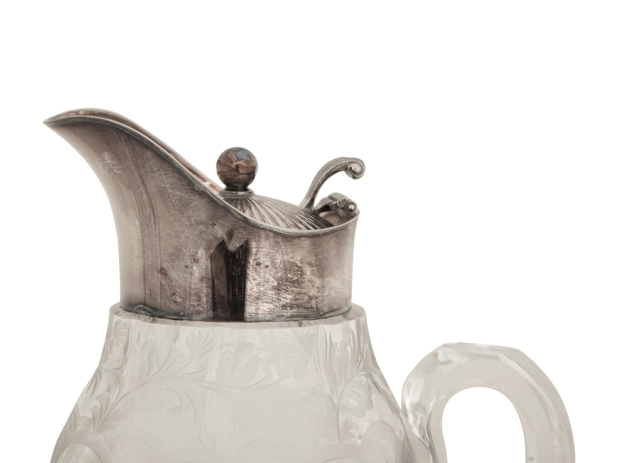 Two American Cut-Glass and Silver-Plate Pitchers