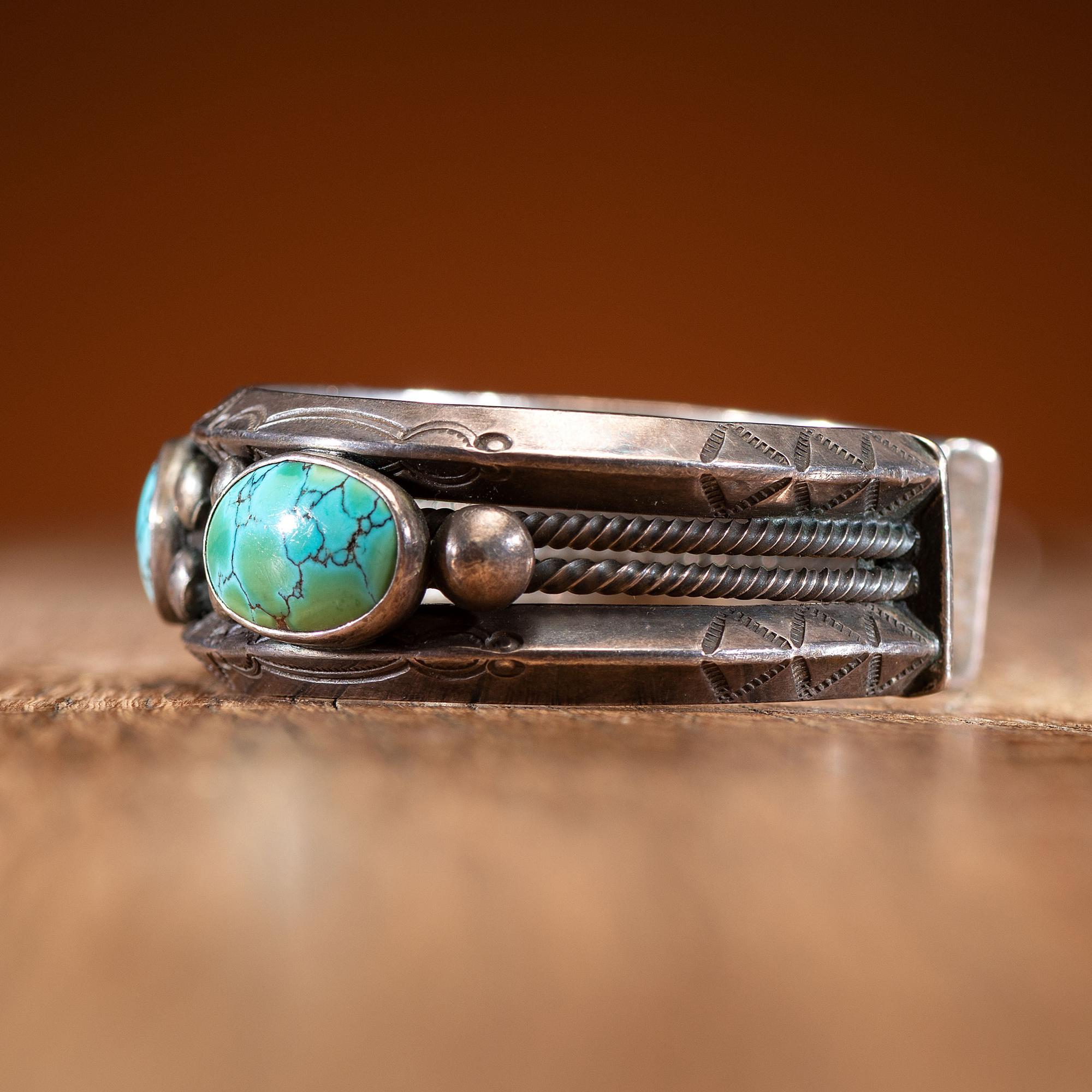 Navajo Silver and Turquoise Cuff Bracelet