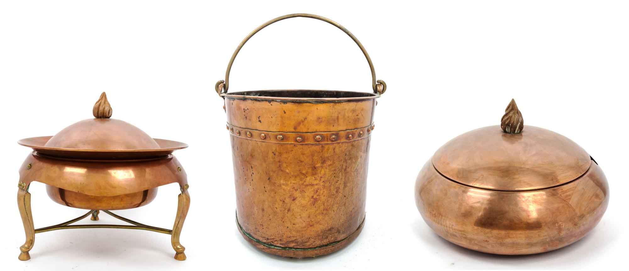 A Collection of Copper Articles Diameter of cauldron 14 inches. — MID TO LATE 20TH CENTURY