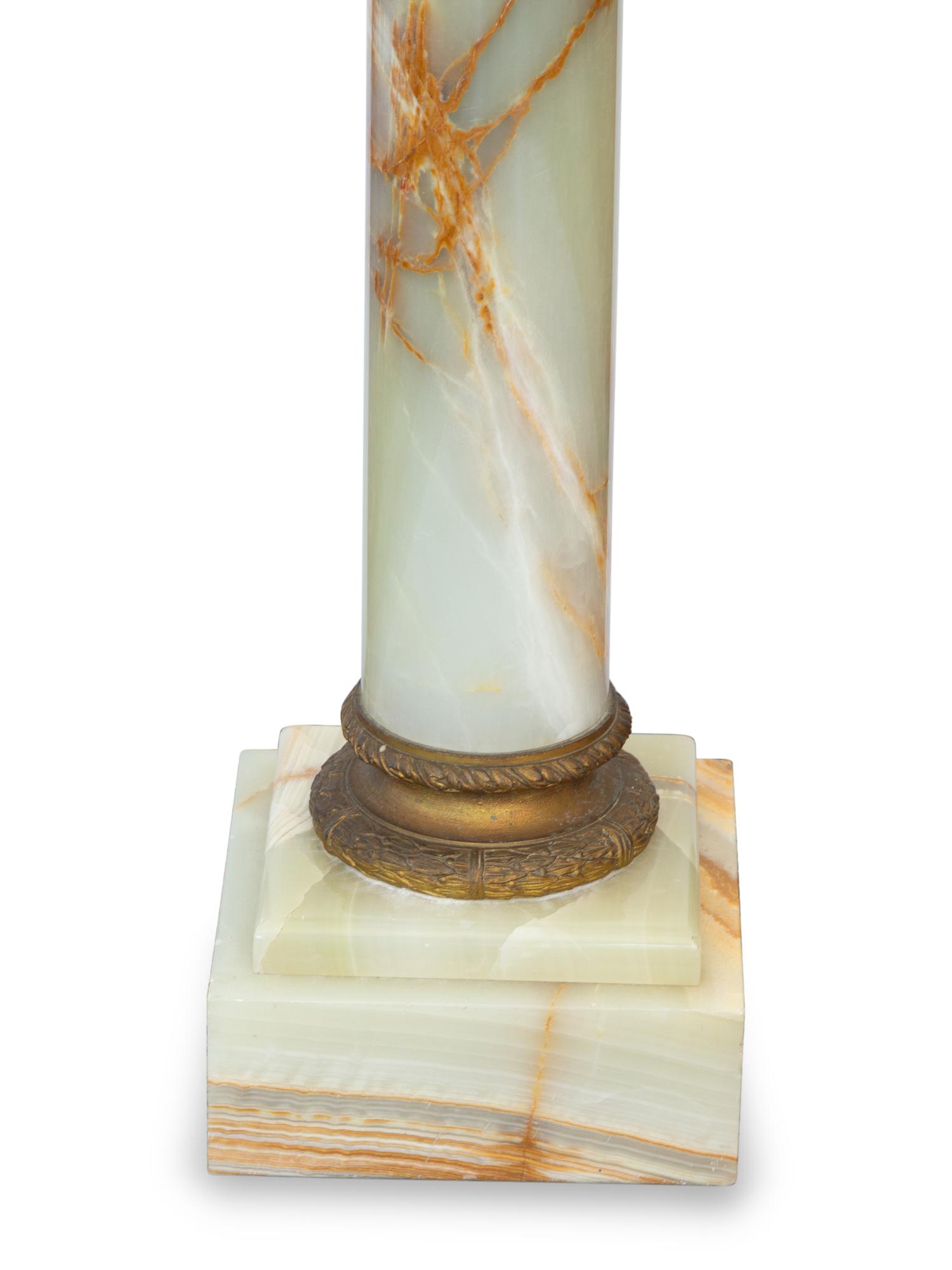 A Gilt Metal Mounted Green Onyx Pedestal