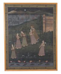 An Indian Mughal Painting Height 62 5/8 x width 48 1/4 inches.