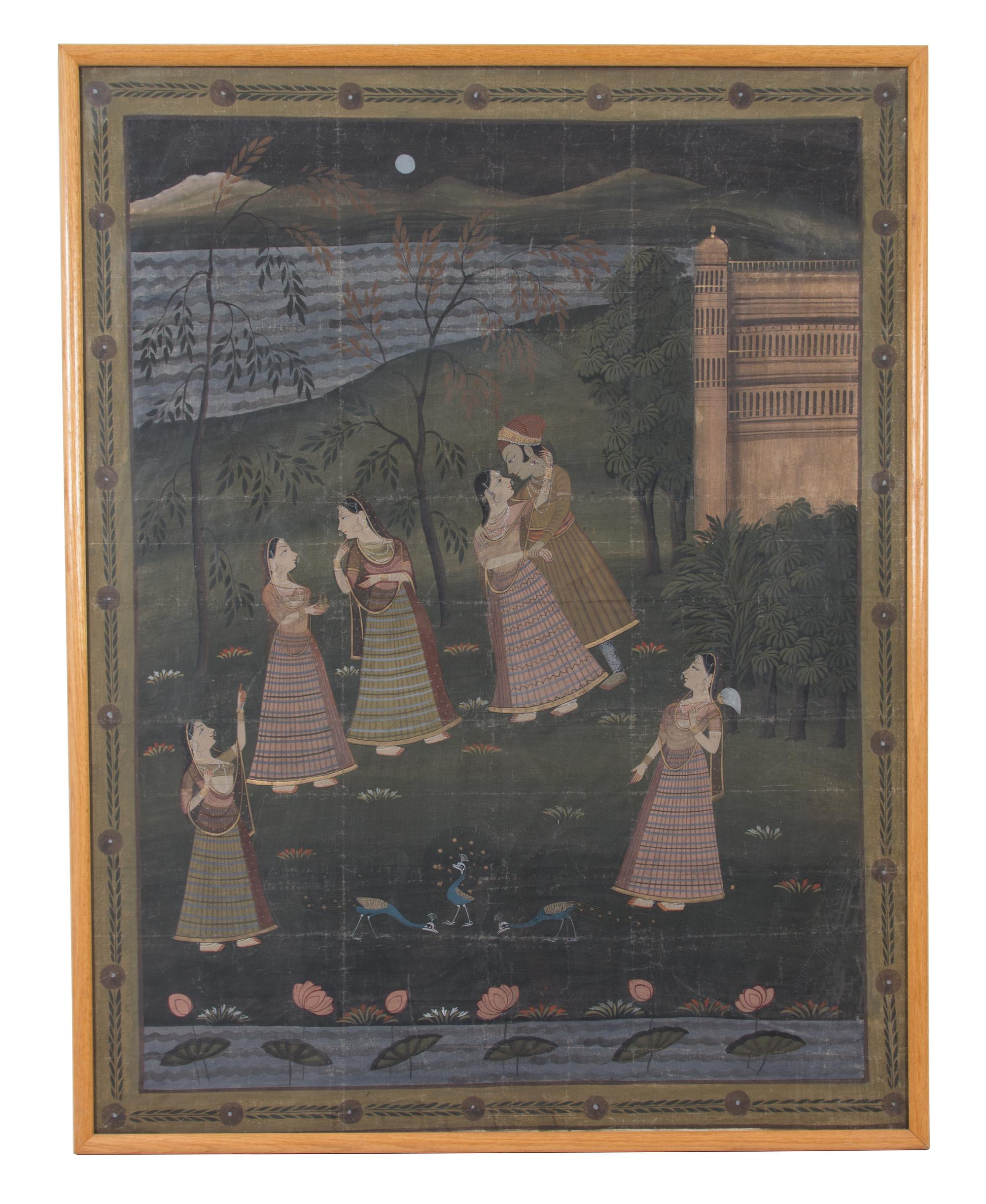 An Indian Mughal Painting Height 62 5/8 x width 48 1/4 inches.