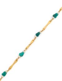 YELLOW GOLD, TURQUOISE AND FRESHWATER PEARL NECKLACE