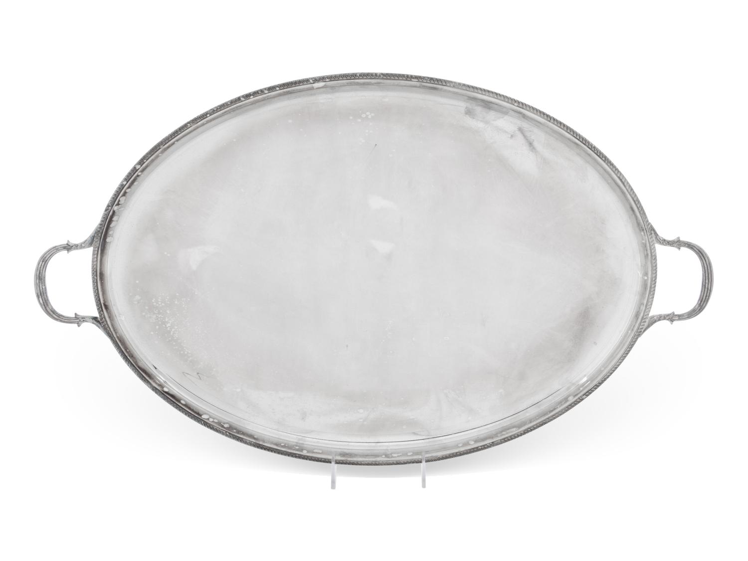 An English Silver-Plate Handled Serving Tray