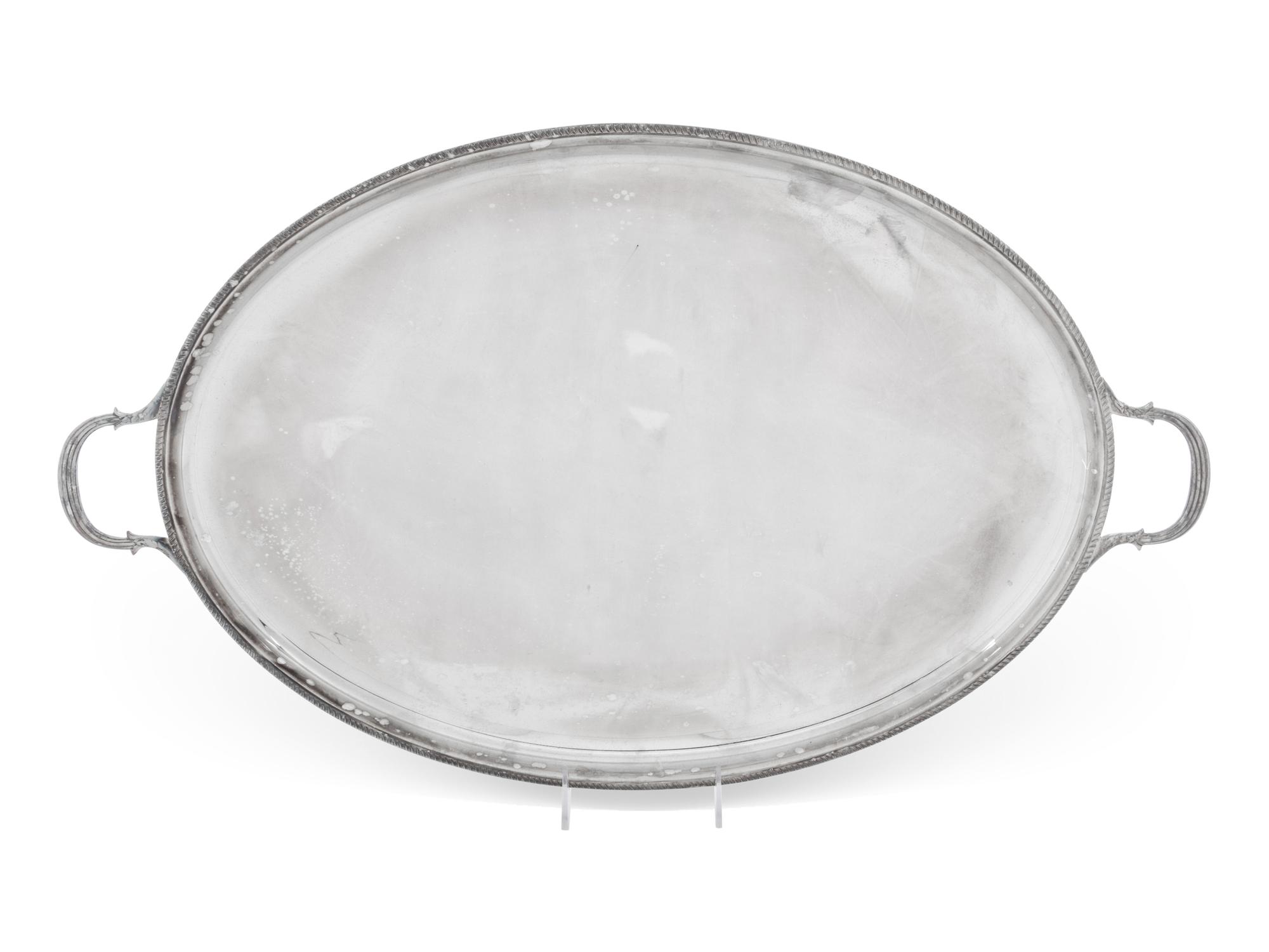 An English Silver-Plate Handled Serving Tray