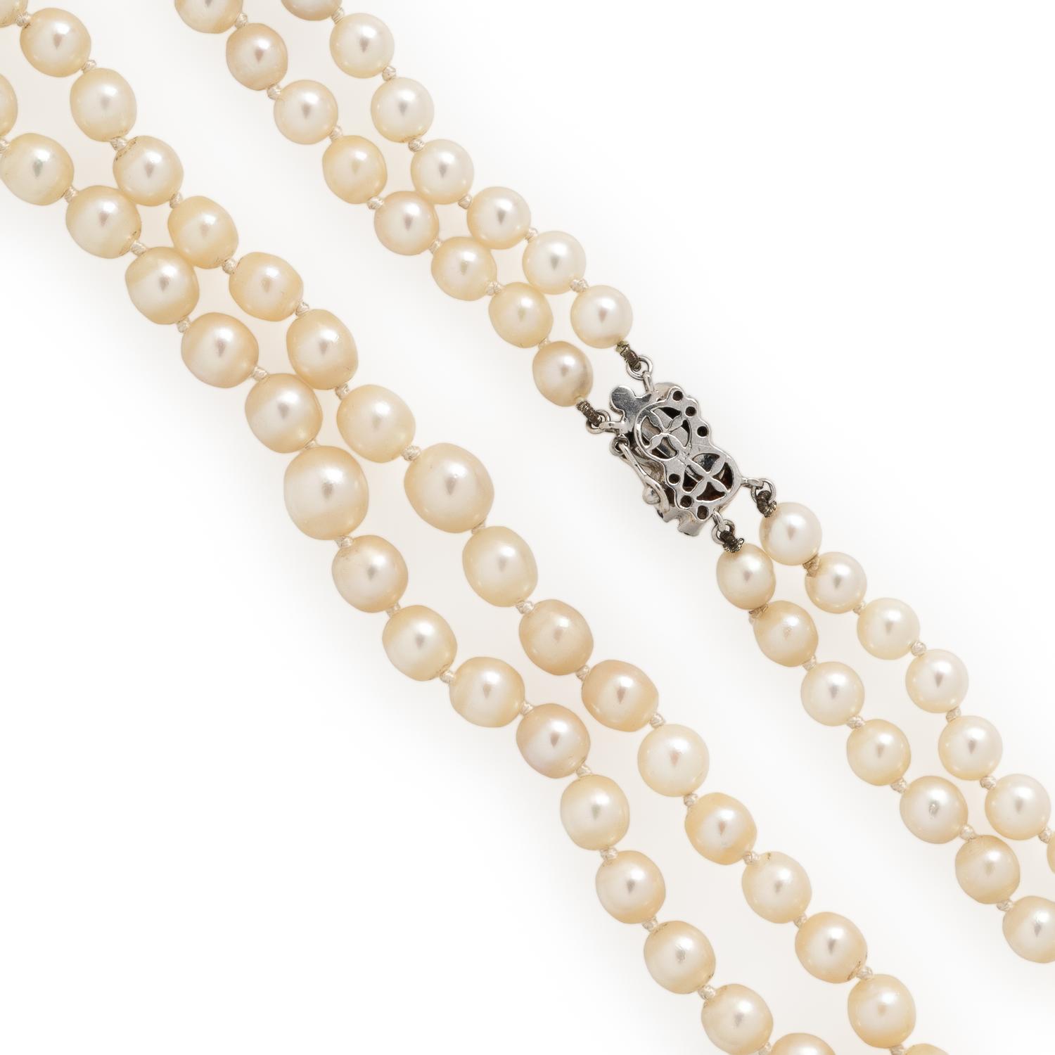 Cultured Pearl and Sapphire Necklace
