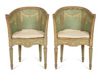 A Pair of Northern European Painted Bergeres