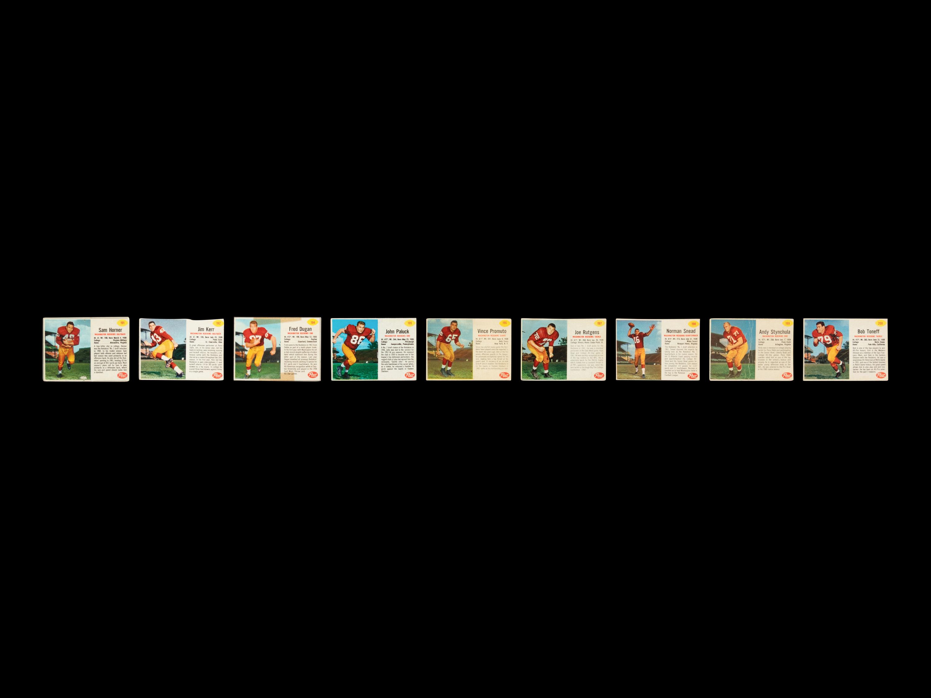 A Near Set of 1962 Post Cereal Football Cards (172/200)