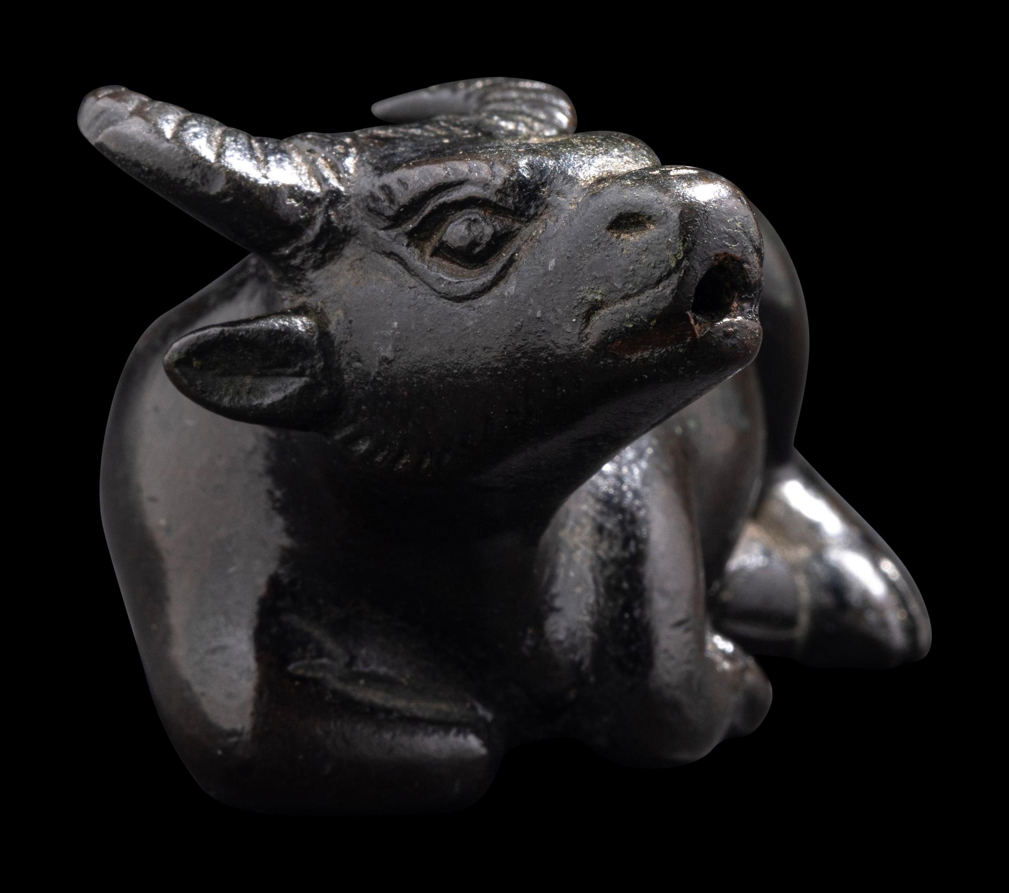 A Small Chinese Bronze Ox-Form Water Dropper