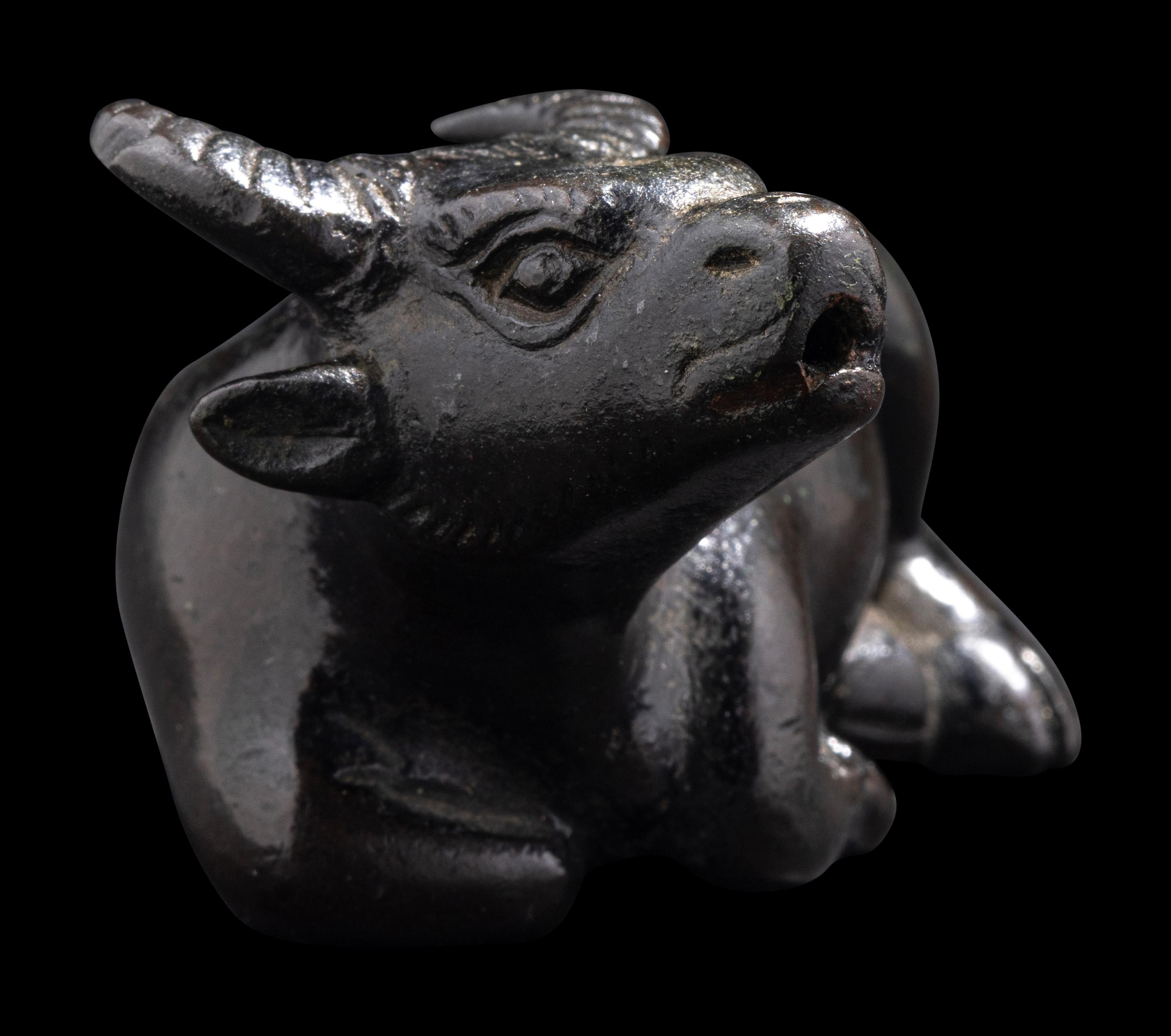 A Small Chinese Bronze Ox-Form Water Dropper