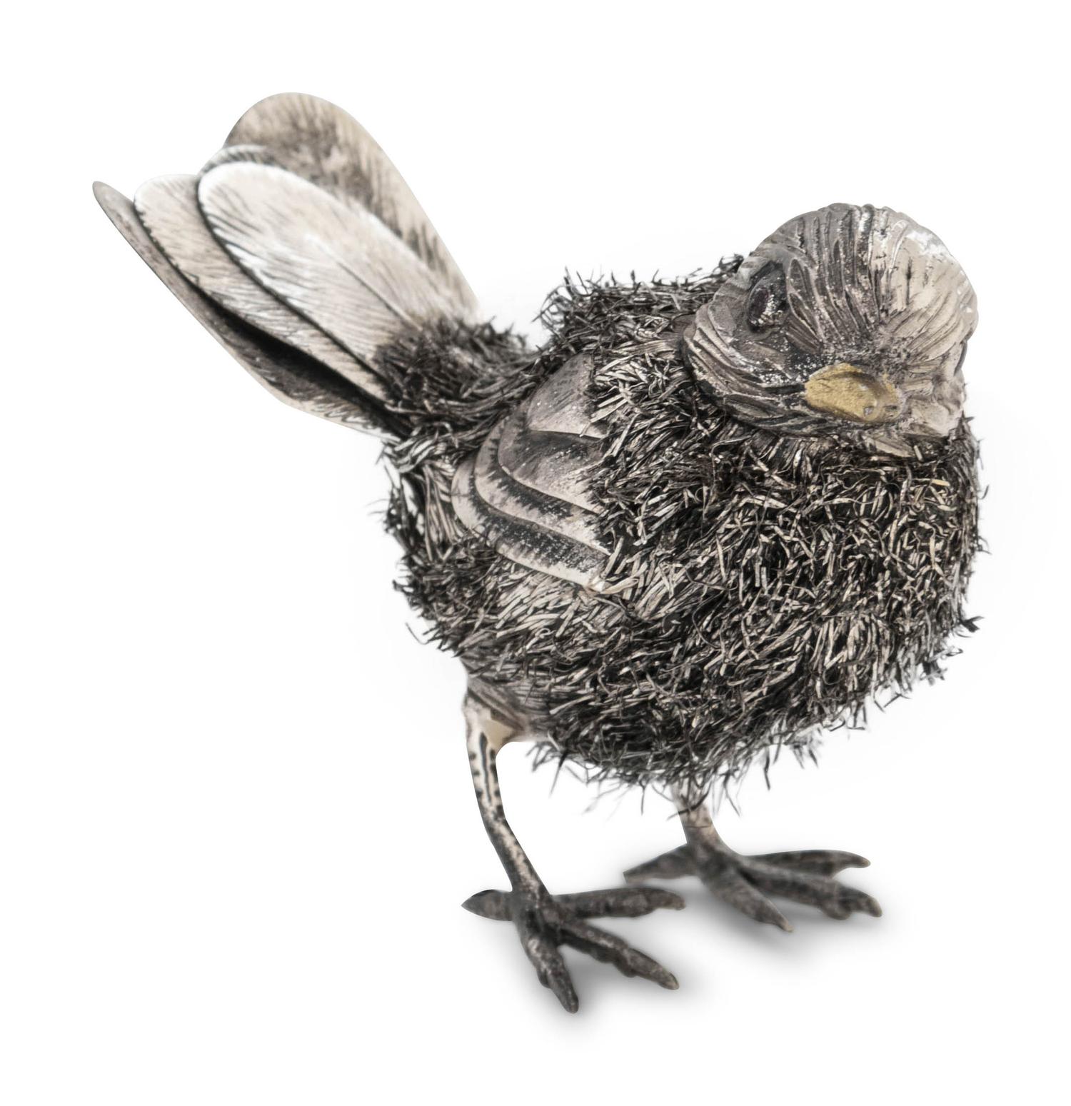 An Italian Silver Bird-Form Table Ornament