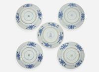 Five Chinese export blue and white porcelain plates, Kangxi period 青花外銷瓷五件 清 康熙
