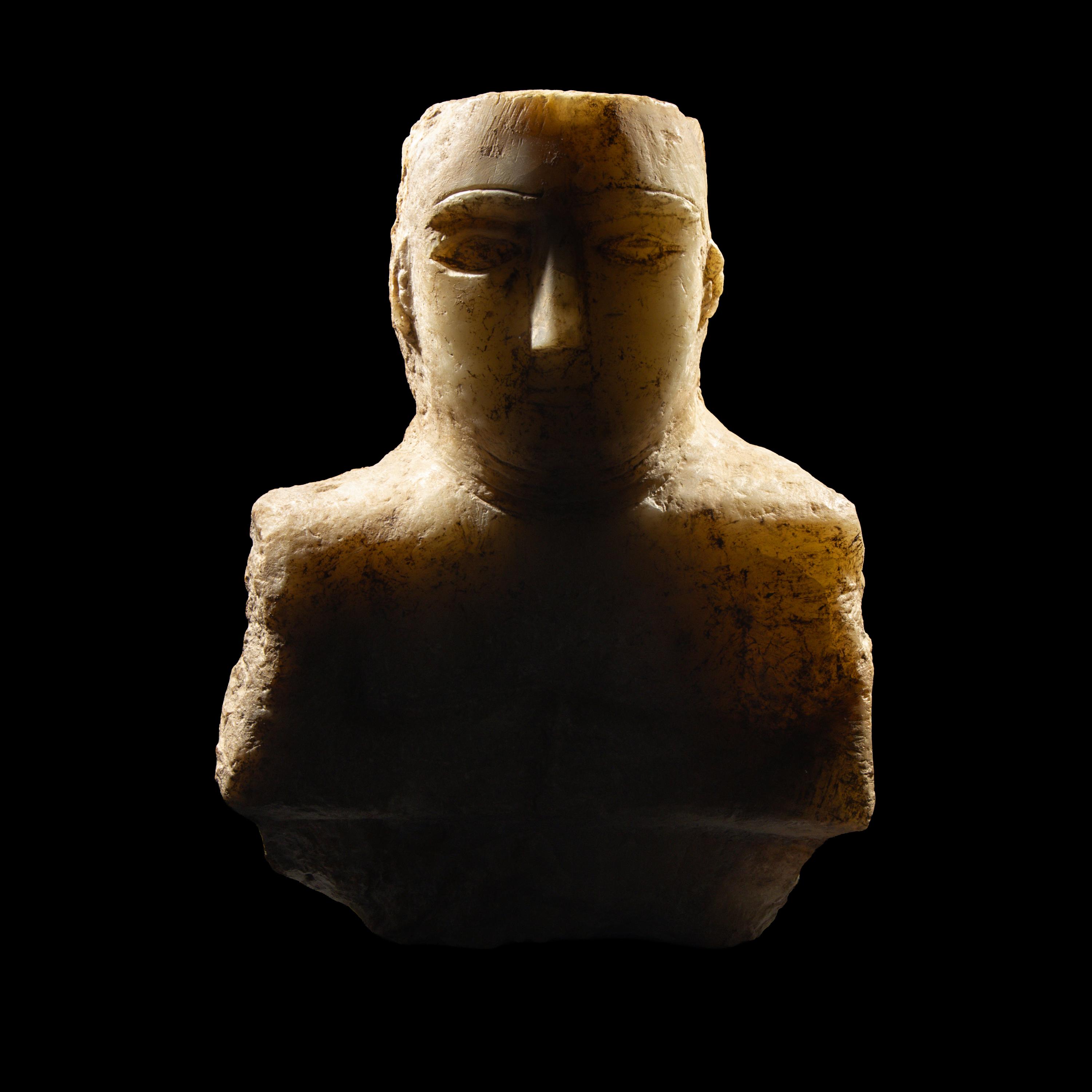 A South Arabian Alabaster Bust of a Woman