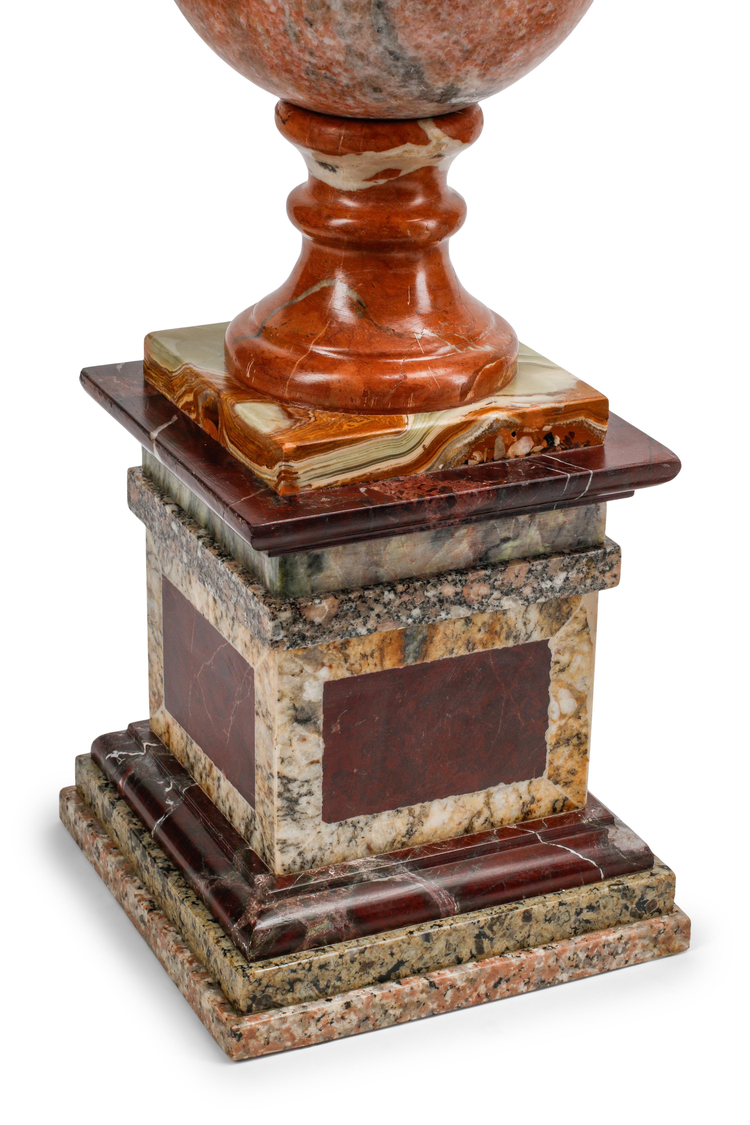 A Pair of Italian Grand Tour Style Vari-Color Marble Spherical Ornaments