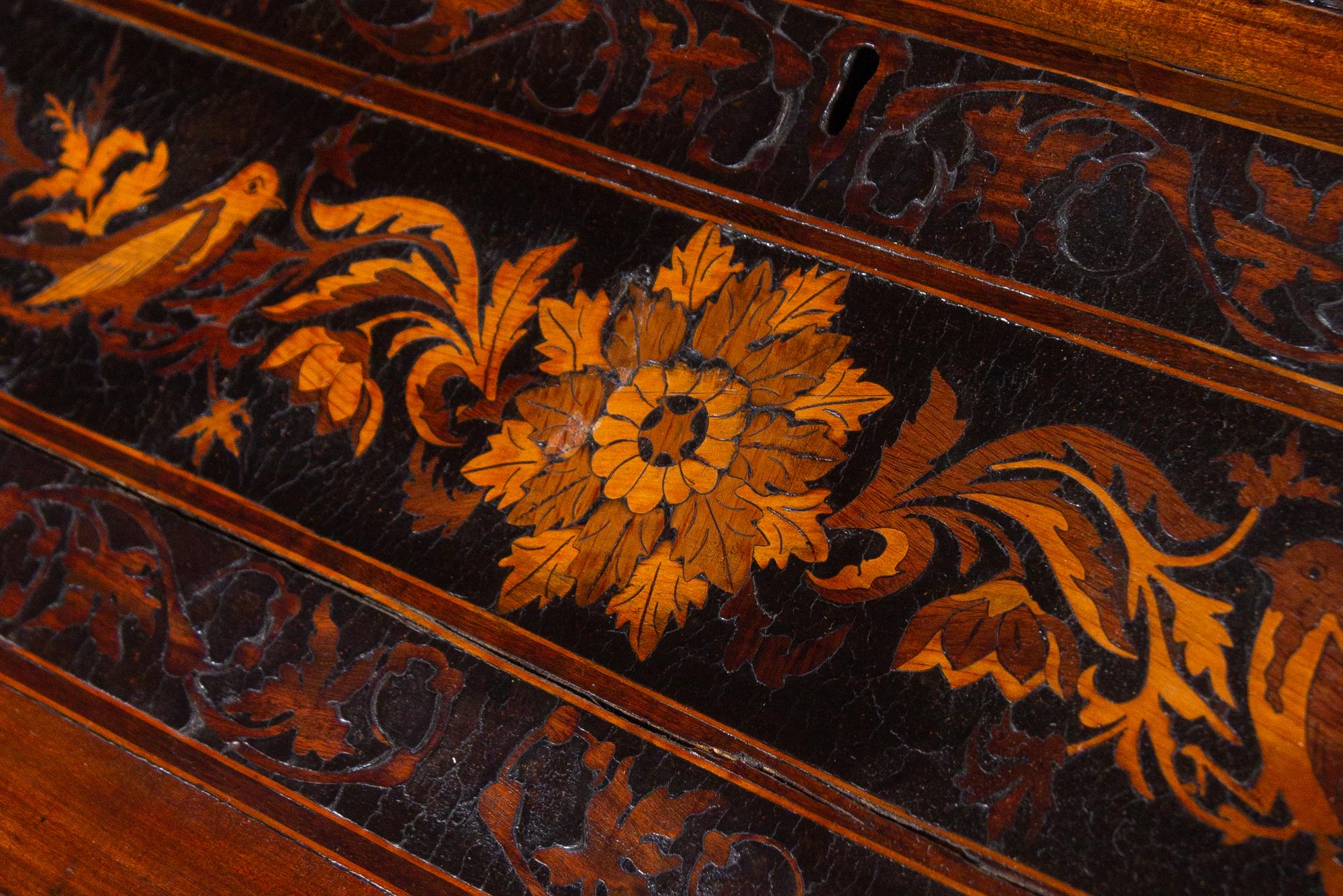 An Italian Baroque Marquetry Slant-Front Desk