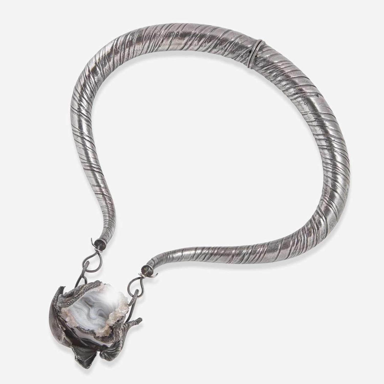 Stanley Lechtzin (American, b. 1936) A Custom Torque Necklace with Pendant, USA, mid 1970s