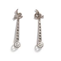 WHITE GOLD AND DIAMOND BOW DROP EARRINGS