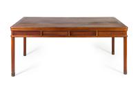 A Nanmu Dining Room Set 20TH CENTURY Height of table 34 1/2 x length 80 x width 45 inches. — 20TH CENTURY