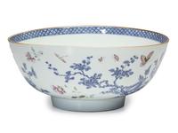 A Chinese Porcelain 'Flower and Butterfly' Punch Bowl