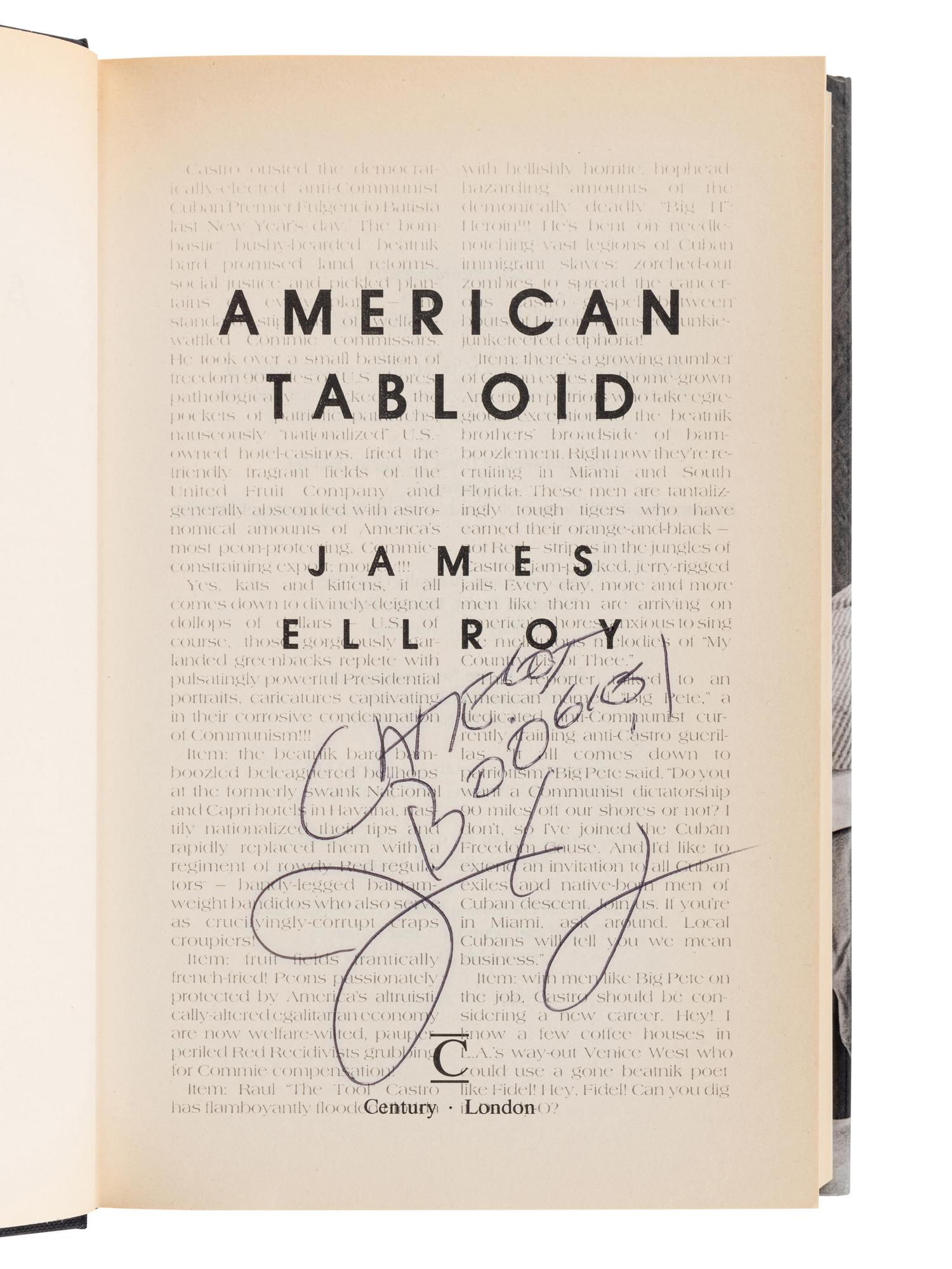 ELLROY, James (b. 1948). [The Underworld U.S.A. Trilogy:] American Tabloid . 1995. -- The Cold Six Thousand . 2001. -- Blood's A Rover . 2009. All New York: Alfred A. Knopf.