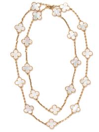 VAN CLEEF & ARPELS, YELLOW GOLD AND MOTHER-OF-PEARL 'ALHAMBRA' NECKLACE