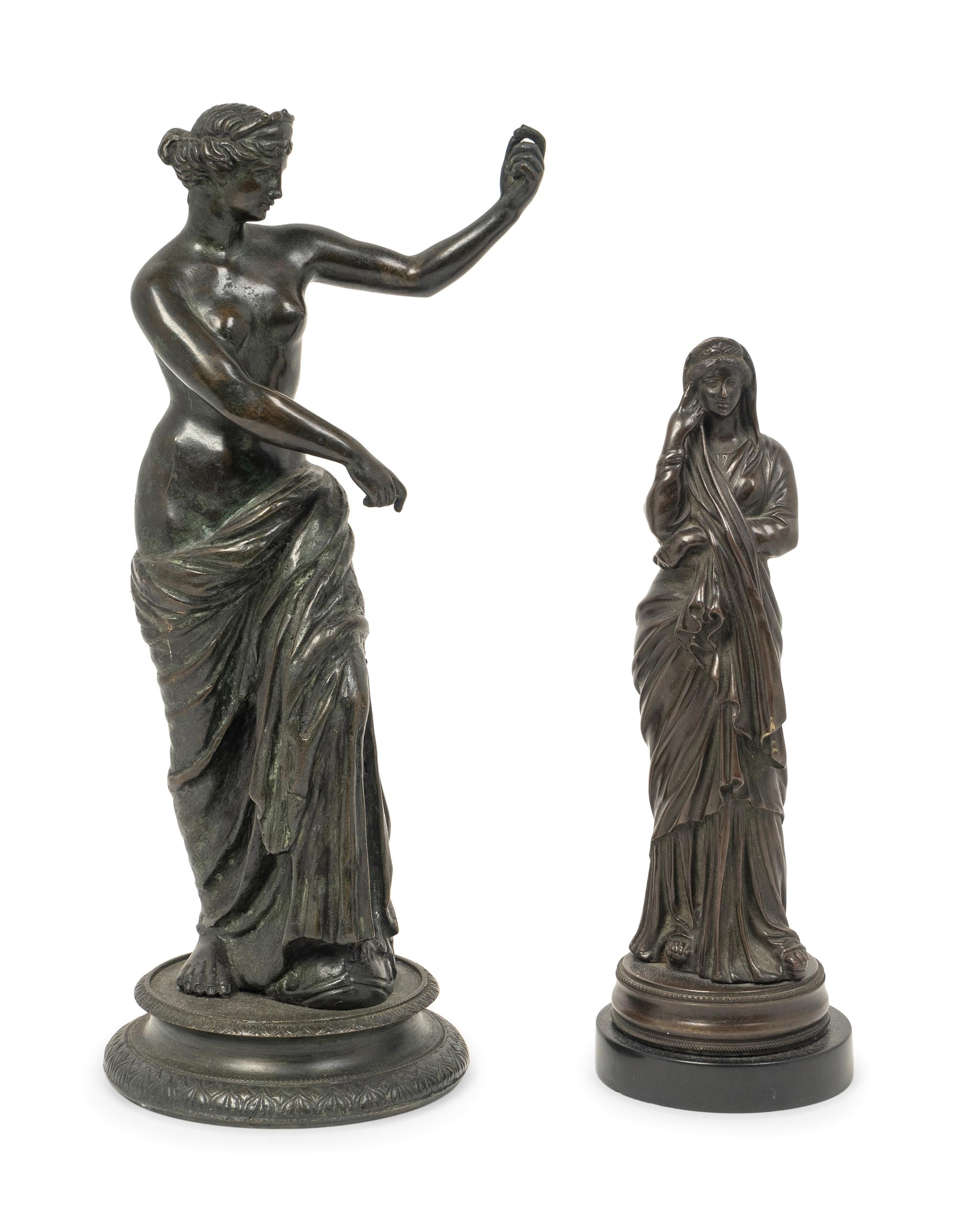Two Continental Patinated Bronze Figures of Classical Maidens