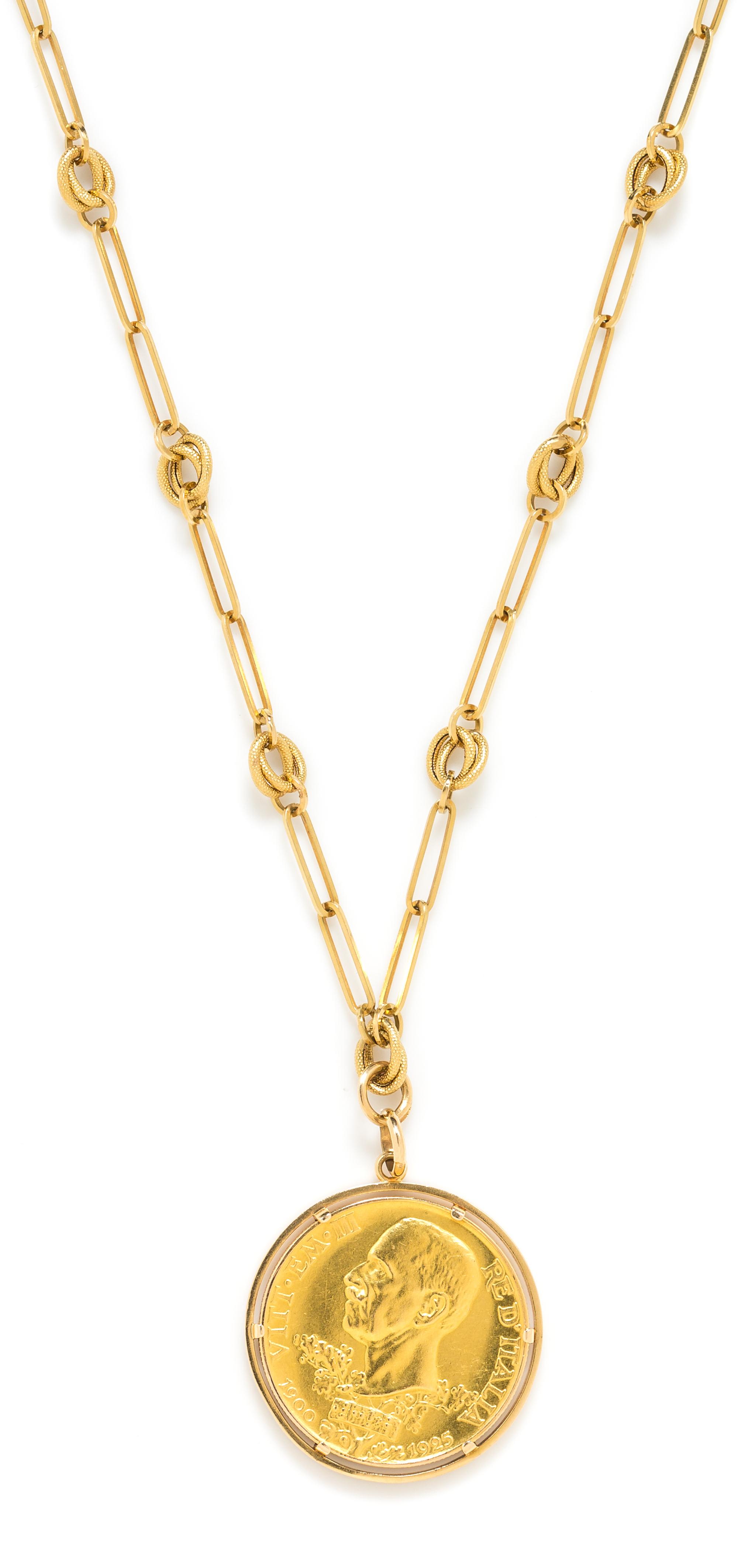 An 18 Karat Yellow Gold and Coin Necklace, 35.20 dwts.