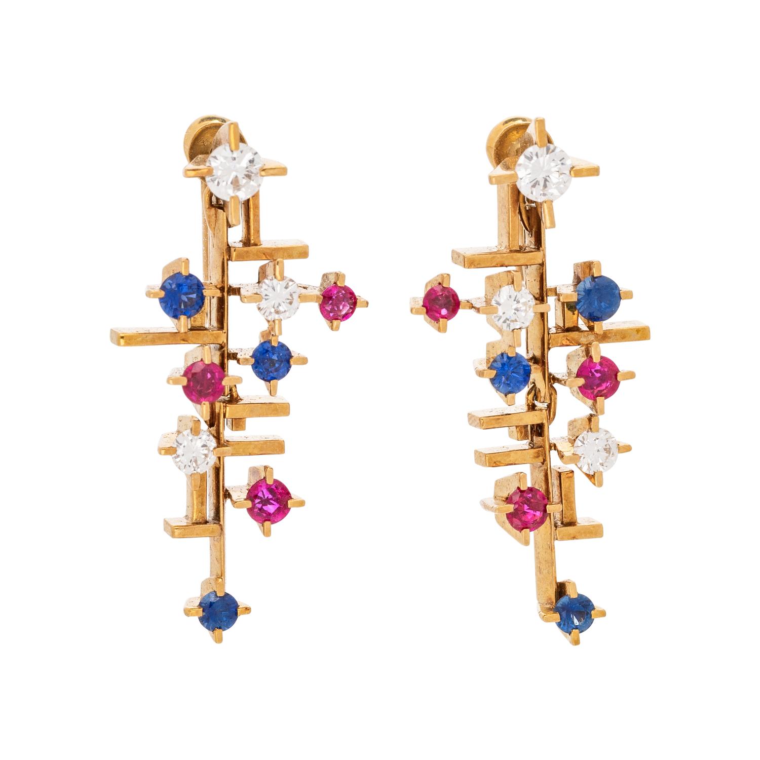 MODERNIST, YELLOW GOLD, DIAMOND AND MULTIGEM SET