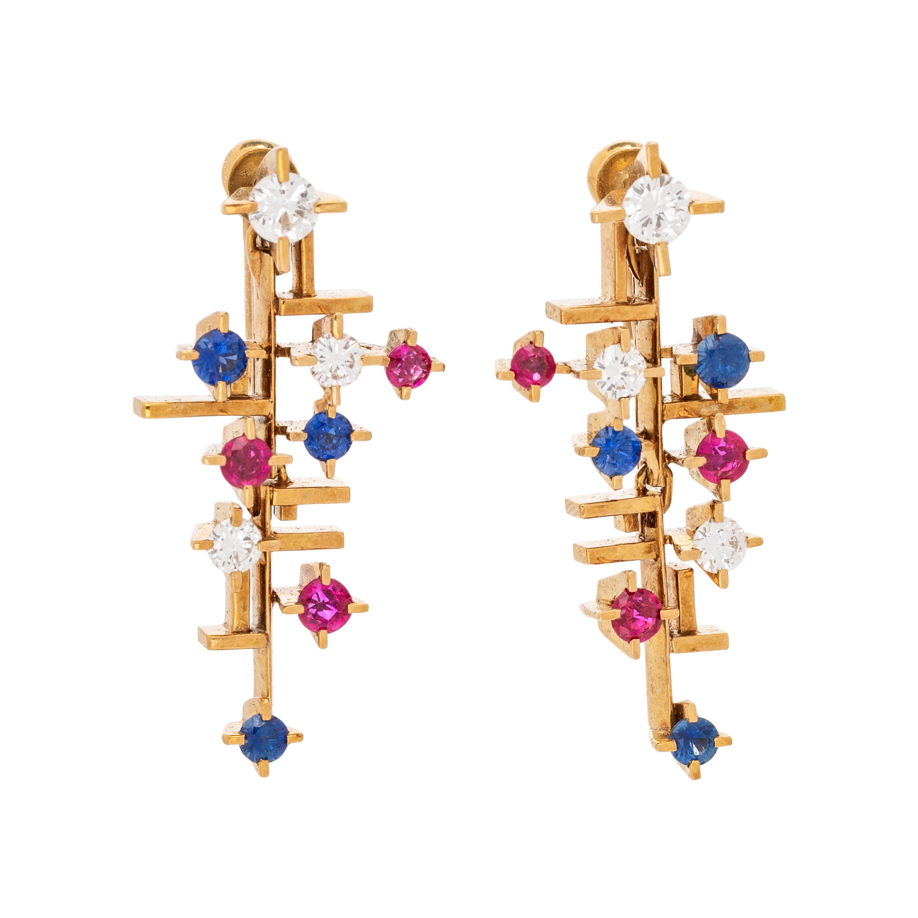 MODERNIST, YELLOW GOLD, DIAMOND AND MULTIGEM SET