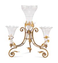 A Gilt Metal and Cut Glass Epergne